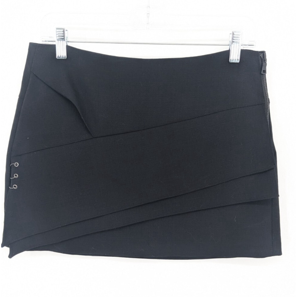 Edun Skirt Women 4/27‎ Black Pleated Wool Y2K 90s Academia Goth Grunge Casual